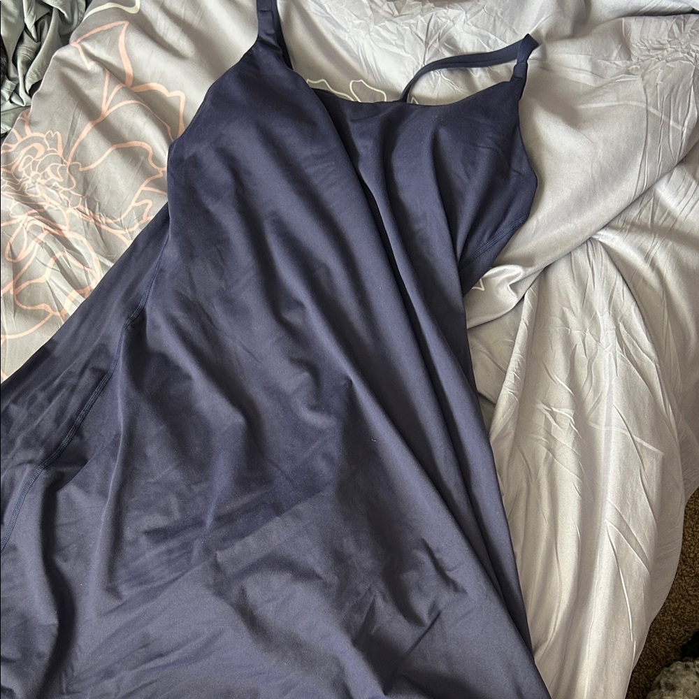 Halara Navy Dress with pads, built in shorts NWOT large